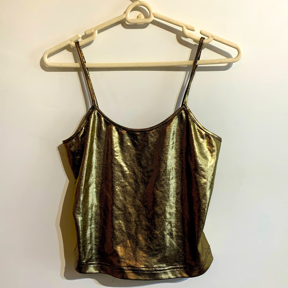 Fantasia gold on black tank top size small